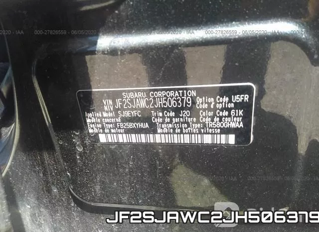 JF2SJAWC2JH506379 фото 10