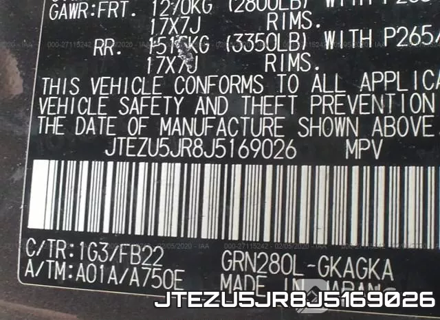 JTEZU5JR8J5169026 фото 10
