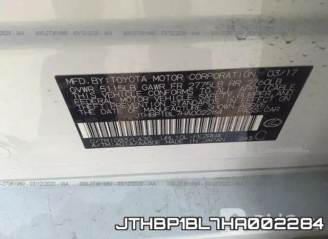 JTHBP1BL7HA002284 фото 10