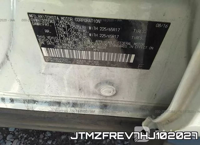 JTMZFREV7HJ102027 фото 10