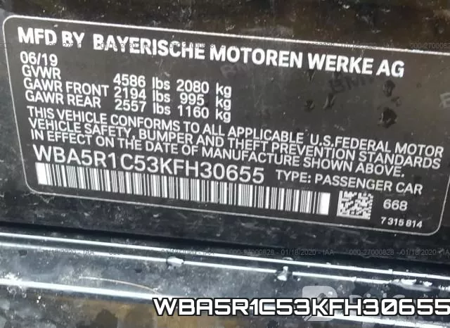 WBA5R1C53KFH30655 фото 10