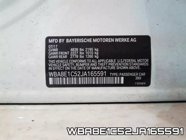 WBA8E1C52JA165591 фото 2