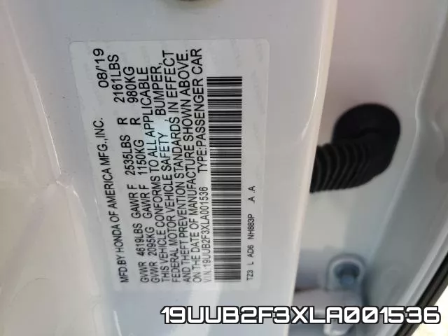19UUB2F3XLA001536 фото 2