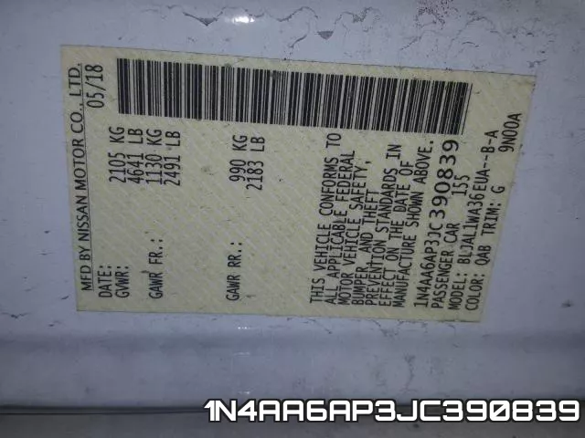 1N4AA6AP3JC390839 фото 2