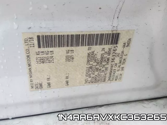 1N4AA6AVXKC363265 фото 2