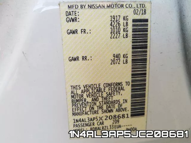 1N4AL3AP5JC208681 фото 2