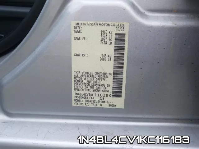 1N4BL4CV1KC116183 фото 2