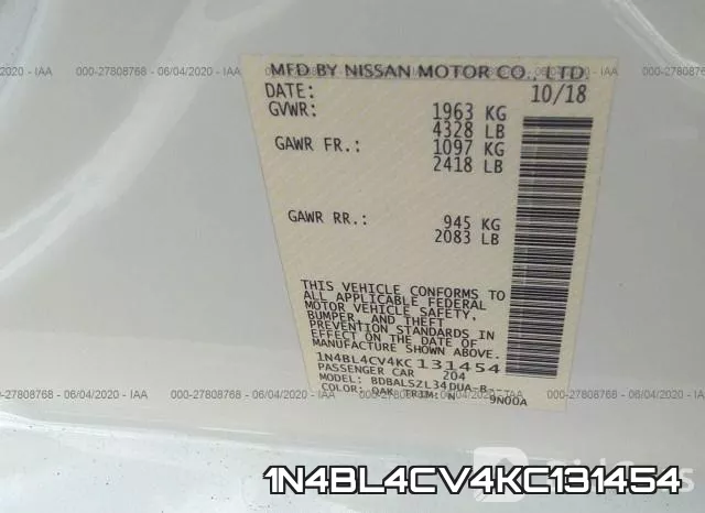 1N4BL4CV4KC131454 фото 10