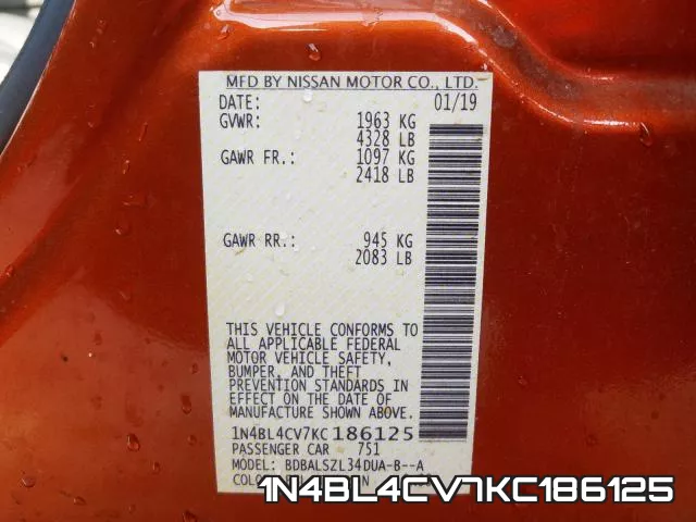 1N4BL4CV7KC186125 фото 2