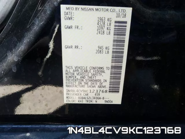 1N4BL4CV9KC123768 фото 2