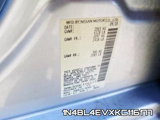 1N4BL4EVXKC116177 фото 2