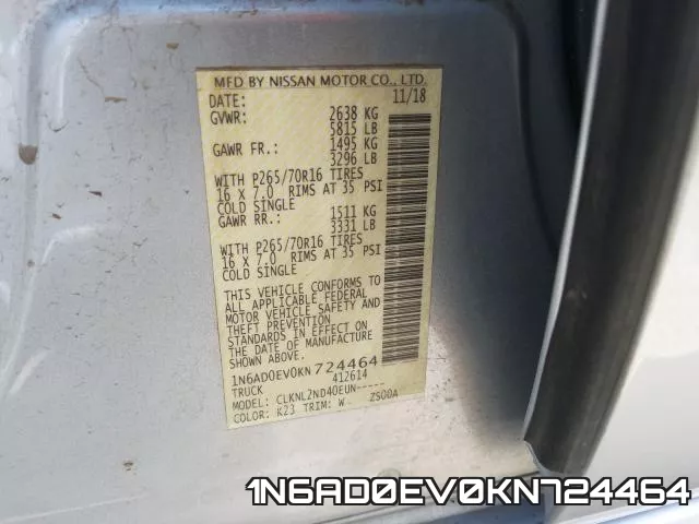 1N6AD0EV0KN724464 фото 2