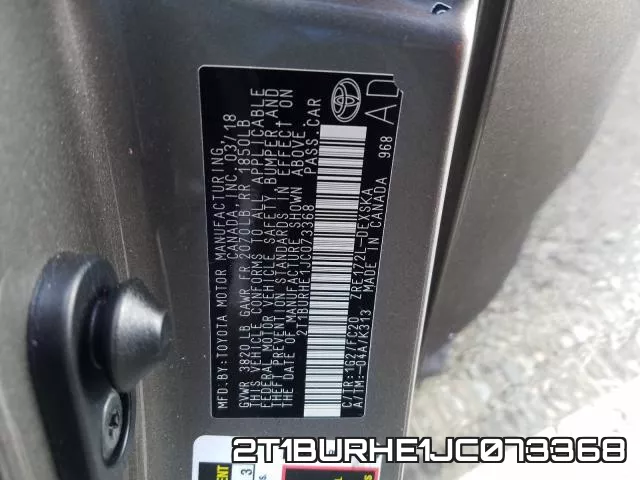 2T1BURHE1JC073368 фото 2