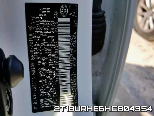 2T1BURHE6HC804354 фото 2
