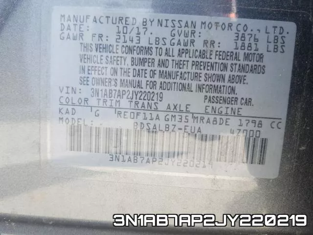 3N1AB7AP2JY220219 фото 2