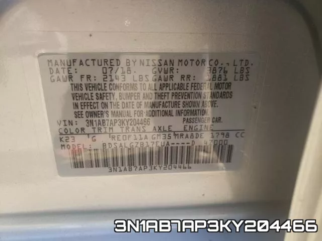 3N1AB7AP3KY204466 фото 2