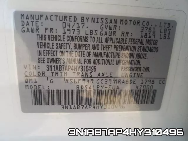 3N1AB7AP4HY310496 фото 2