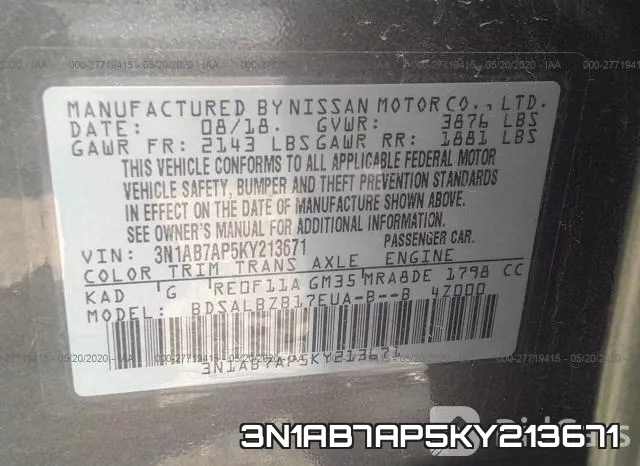 3N1AB7AP5KY213671 фото 10