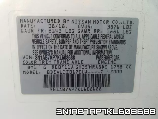3N1AB7AP7KL608688 фото 2
