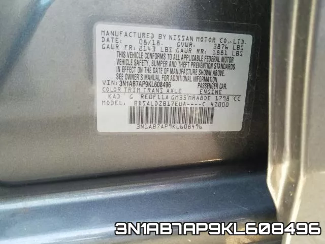 3N1AB7AP9KL608496 фото 2