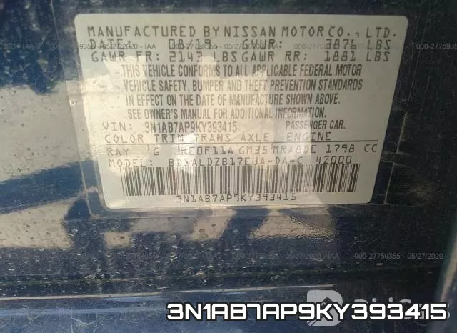 3N1AB7AP9KY393415 фото 10