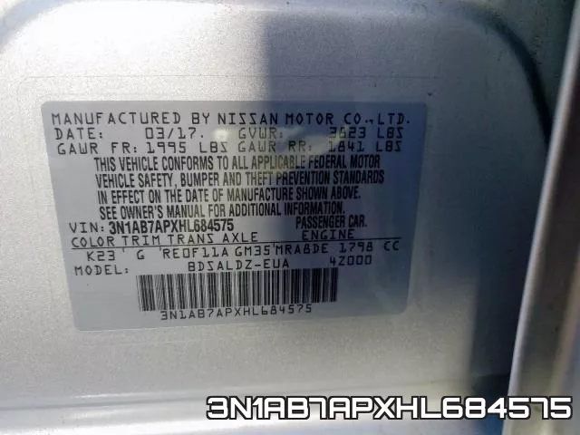 3N1AB7APXHL684575 фото 2