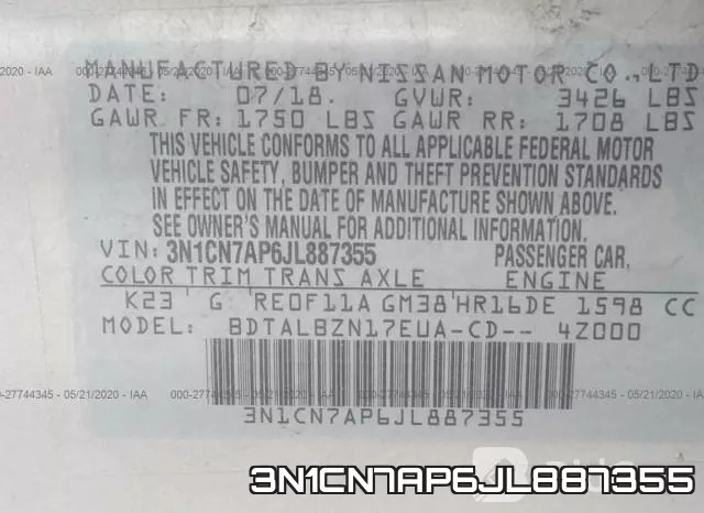 3N1CN7AP6JL887355 фото 10