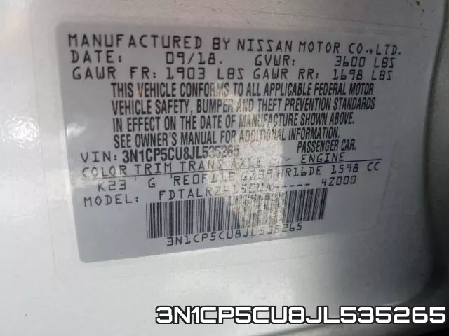 3N1CP5CU8JL535265 фото 2