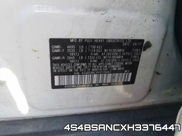 4S4BSANCXH3376447 фото 2