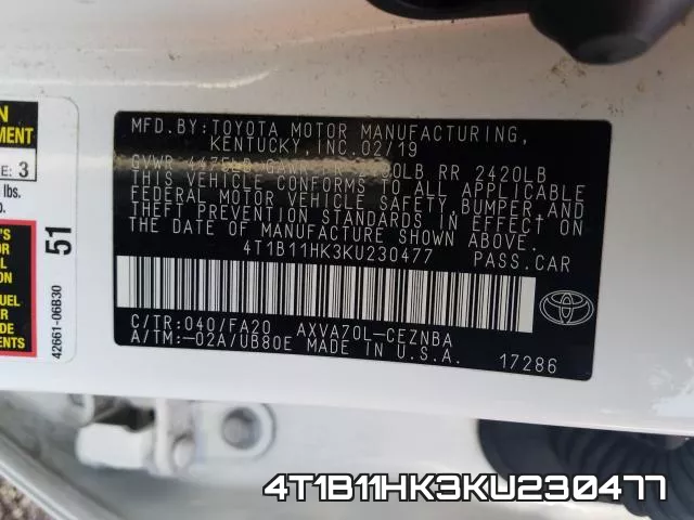4T1B11HK3KU230477 фото 2