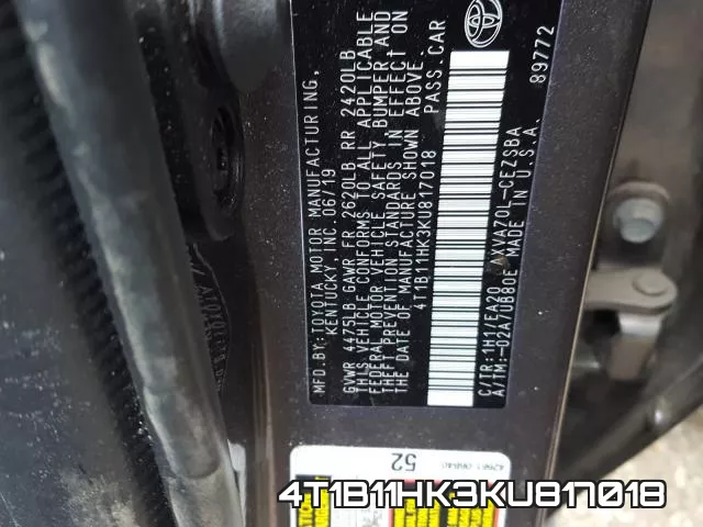 4T1B11HK3KU817018 фото 2
