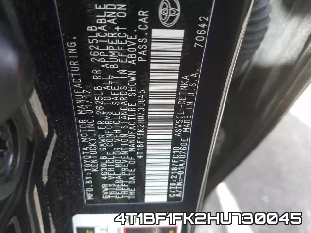 4T1BF1FK2HU730045 фото 2