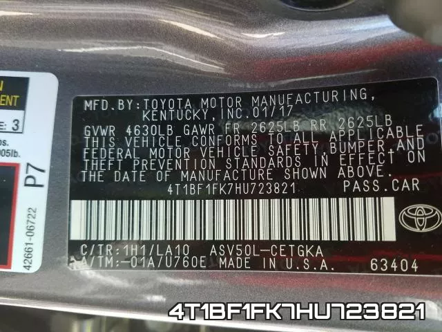 4T1BF1FK7HU723821 фото 2