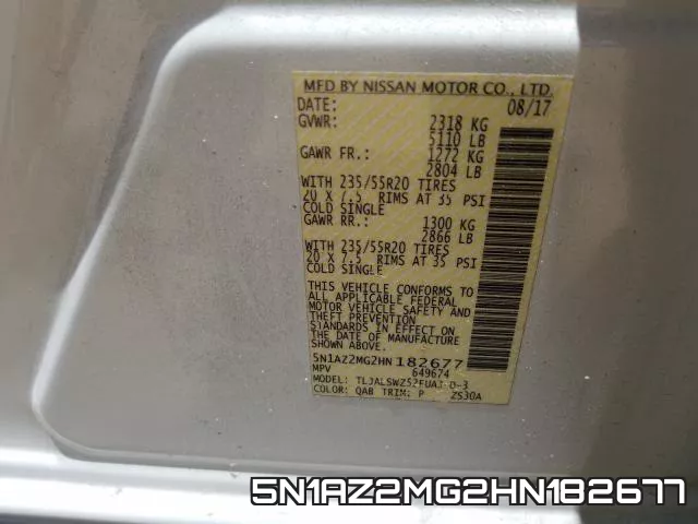 5N1AZ2MG2HN182677 фото 2