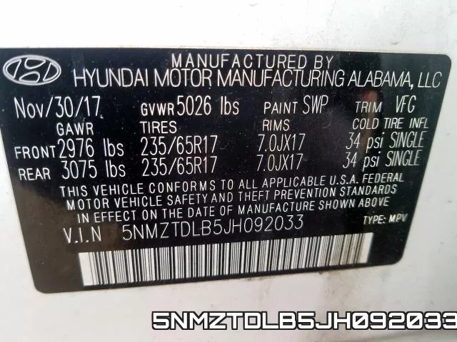 5NMZTDLB5JH092033 фото 2