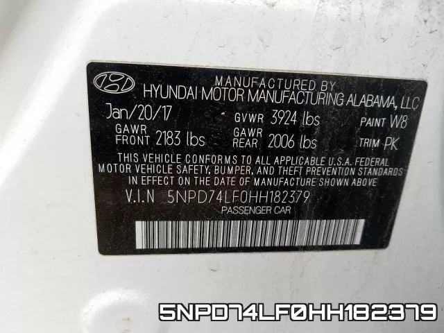 5NPD74LF0HH182379 фото 2