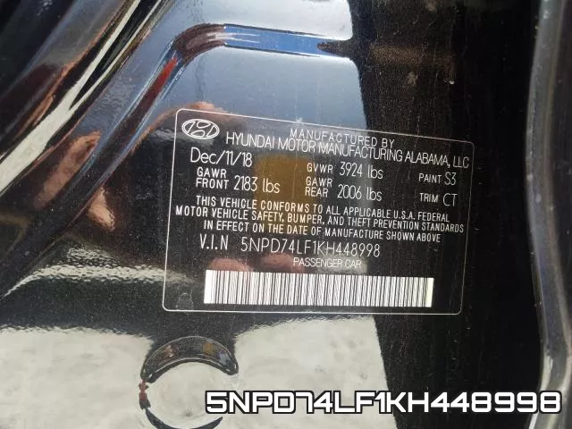 5NPD74LF1KH448998 фото 2