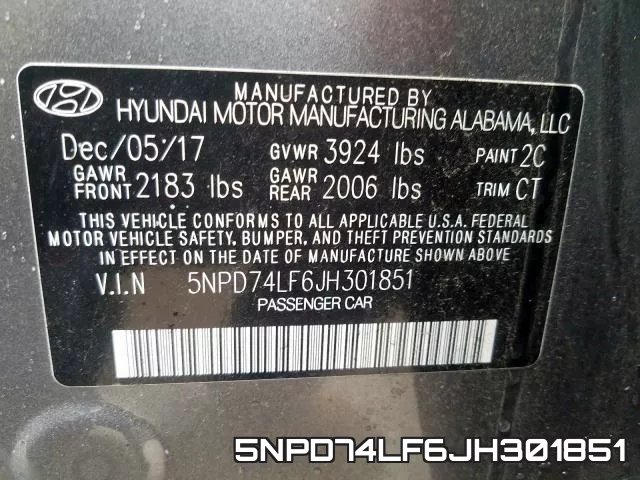 5NPD74LF6JH301851 фото 2