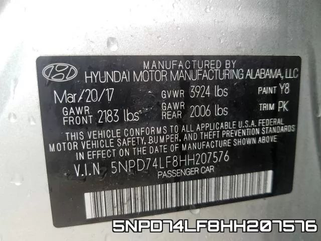 5NPD74LF8HH207576 фото 2