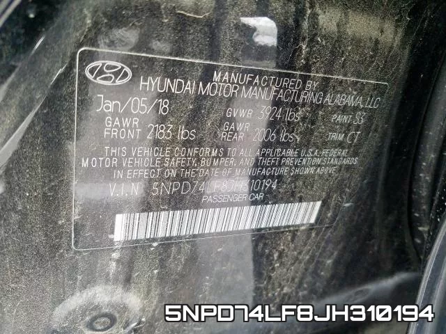 5NPD74LF8JH310194 фото 2