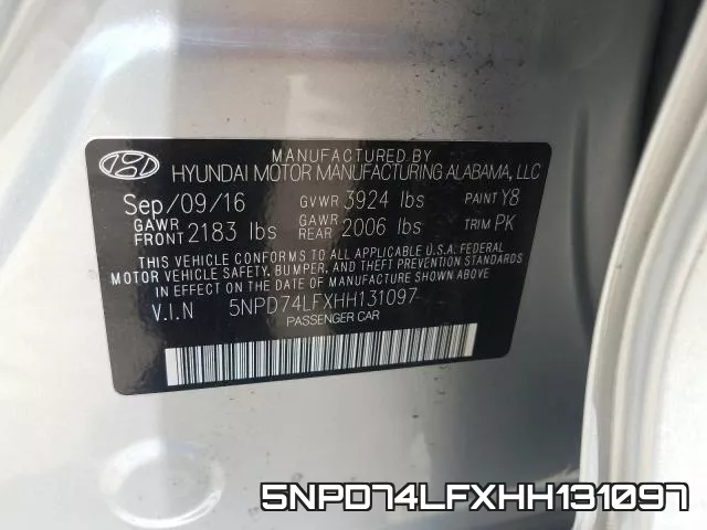 5NPD74LFXHH131097 фото 2