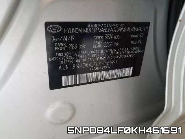 5NPD84LF0KH461691 фото 2