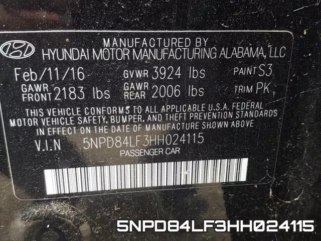 5NPD84LF3HH024115 фото 2