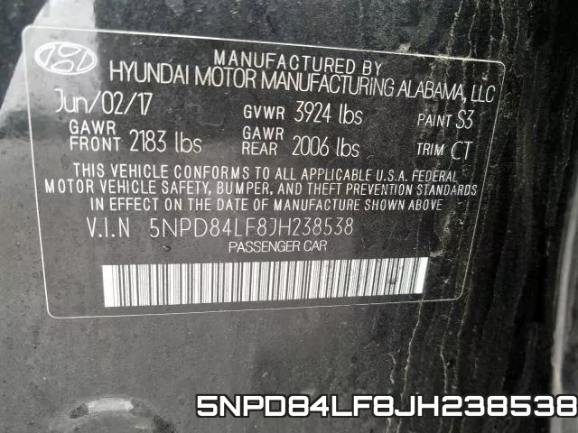 5NPD84LF8JH238538 фото 2