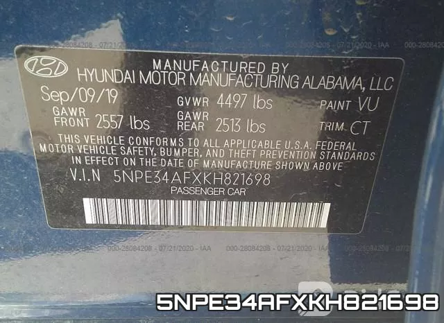 5NPE34AFXKH821698 фото 10