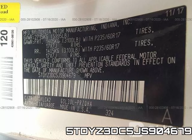 5TDYZ3DC5JS904679 фото 9