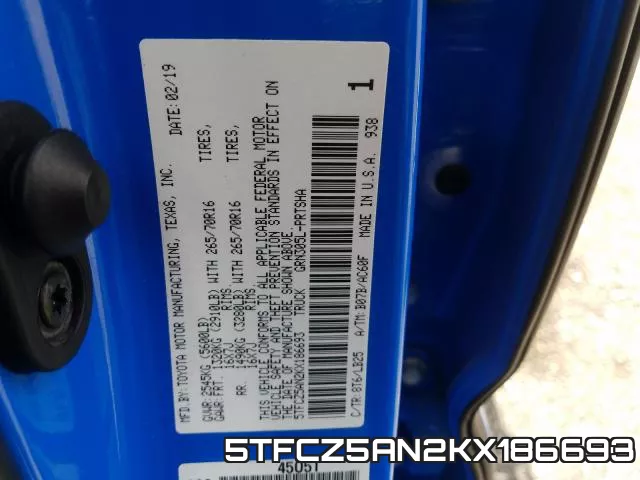 5TFCZ5AN2KX186693 фото 2