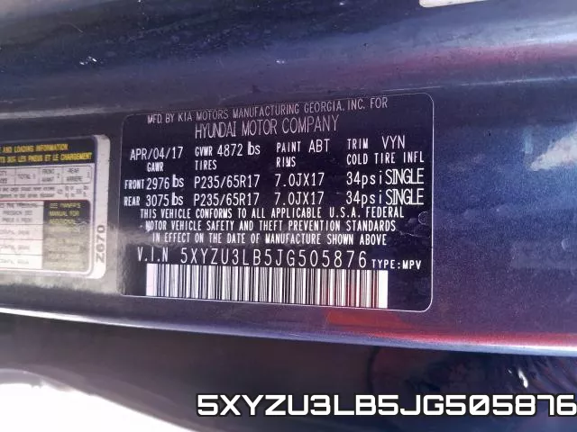 5XYZU3LB5JG505876 фото 2