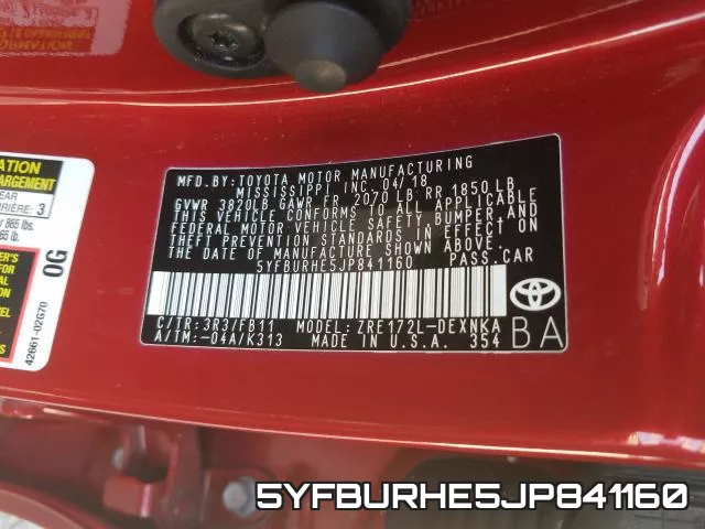 5YFBURHE5JP841160 фото 2