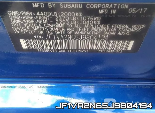 JF1VA2N65J9804194 фото 10